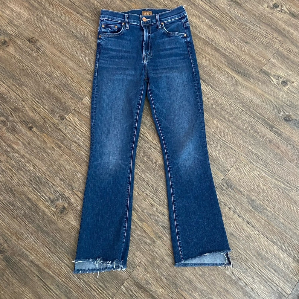 MOTHER The Insider High Rise Crop Step Fray Bootcut Jeans size 25 in Teaming Up - Picture 3 of 12